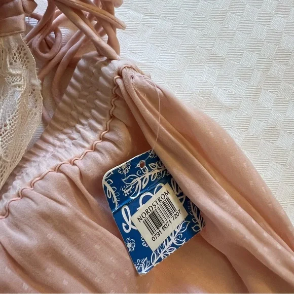 Intimately Free People Blush Pink Mini Light Polka Dot Slip with Lace Trim - Picture 10 of 12